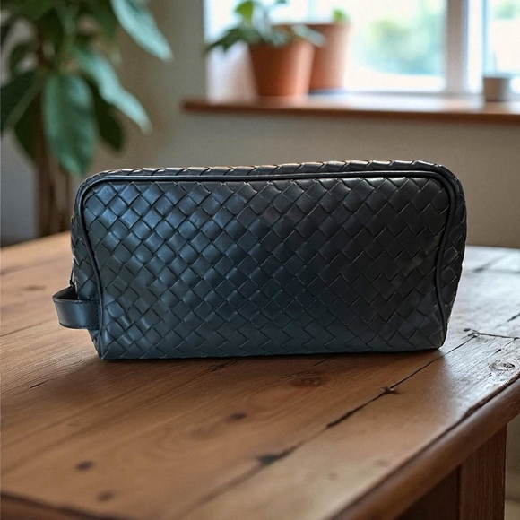 Bottega Veneta Other - Bottega Veneta Navy Intrecciato Leather Toiletry Case/Clutch